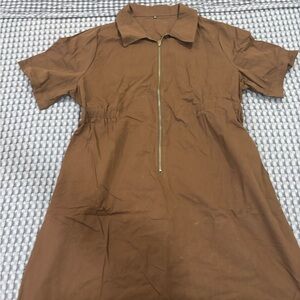 Brown Zip-Up Women's Dress